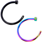 18G 3/8 Pack Set of 5 Assorted Stainless Steel Nose Hoop Rings