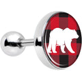 16G 1/4 Red Black Plaid Polar Bear Tragus Cartilage Earring
