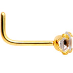 20G 1/4 Clear 3mm CZ Gem Gold IP L-Shape Nose Ring