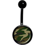 Woodland Camo Print Black Belly Ring