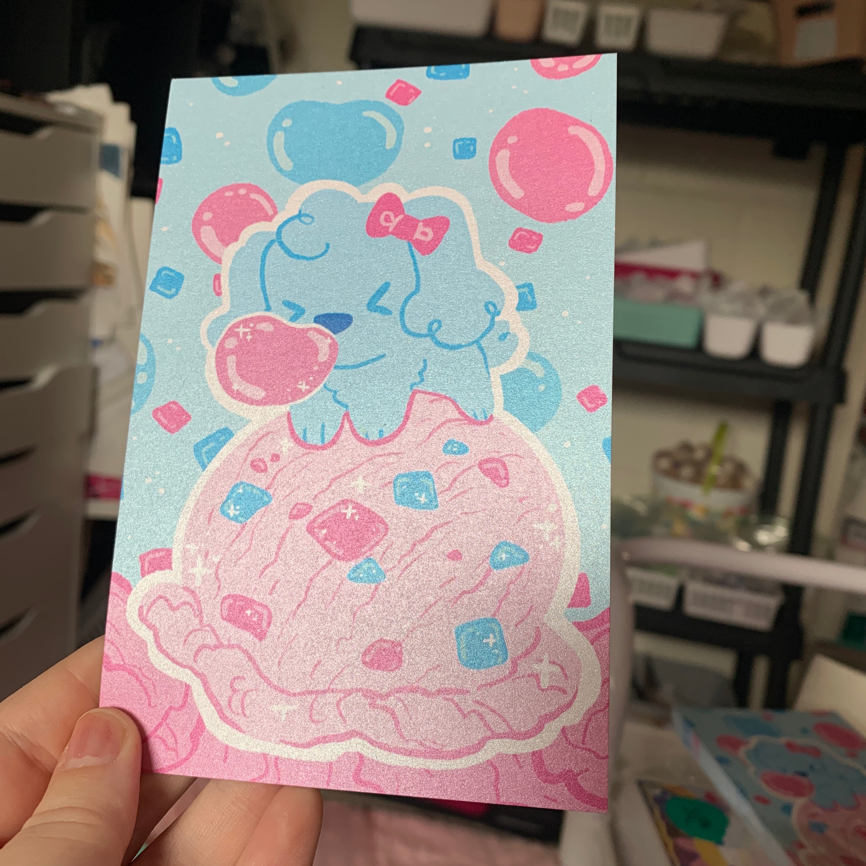 Bubblegum Ice Cream Puppy ~ SHIMMER PRINT