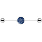 14G Happy Holidays Snowflake Industrial Barbell 37mm