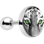 16G 1/4 Black White Tiger Eyes Tragus Cartilage Earring