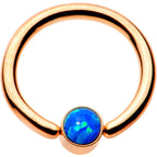 16G 5/16 Aqua Faux Opal Rose Gold IP BCR Captive Ring