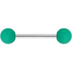 Green Silicone Coated Acrylic Ball End Barbell Tongue Ring