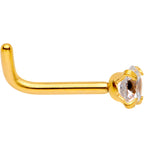 18G 1/4 Clear 3mm CZ Gem Gold IP L-Shape Nose Ring