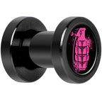 Pink Grenade Black Anodized Screw Fit Plug Set 4G
