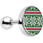 16G 1/4 Green Red Christmas Sweater Tragus Cartilage Earring