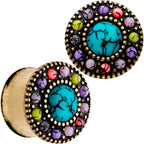 Gold Plated Southwestern Stone Age Double Flare Plug Set 2G to 22mm