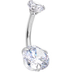 Clear Gem Enchanted Hearts Dangle Belly Ring