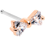 20G 1/4 Clear CZ Gem Rose Gold Tone Bow Tie Formal Nose Bone