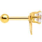 Clear CZ Gem Gold Tone IP Valentine Heart Cartilage Tragus Piercing