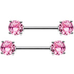 14G 9/16 Multi Color Gem Fun Barbell Nipple Ring Pack Set of 6