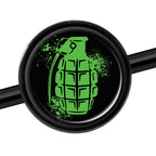 14G Green Grenade Black Industrial Barbell 37mm