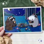Raccoon Opossum Date Night ~ Print