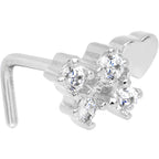 20G Clear CZ Heart Faux Hoop L Shaped Nose Ring