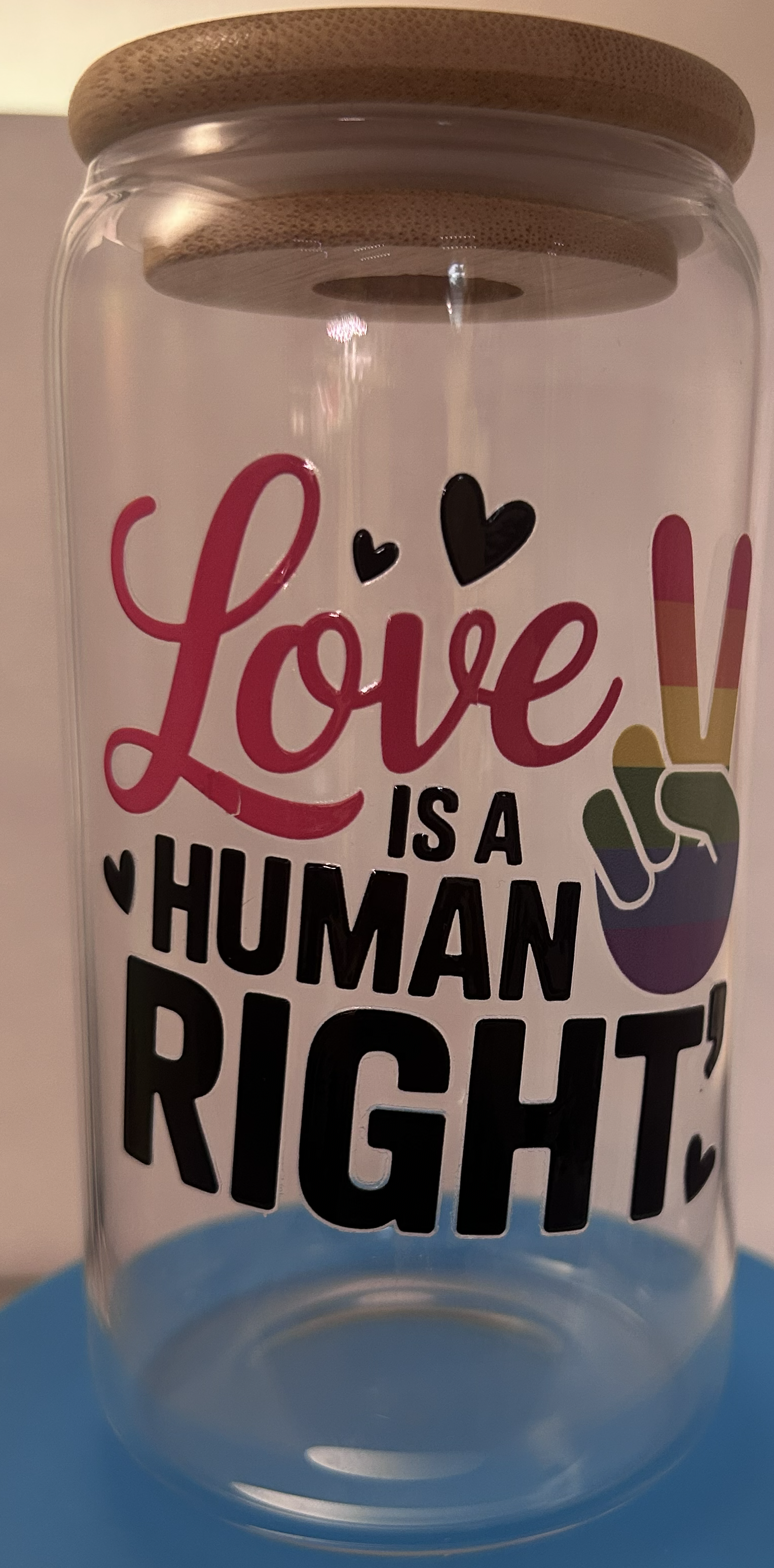 LOVEis a human right glass