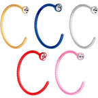 20G 3/8 Clear Gem Multicolor Pack Set of 5 Twisted Nose Hoop Rings