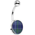 Holiday Blue Green Plaid Belly Ring