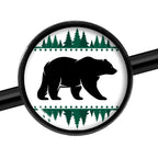 14G Winter Polar Bear in Woods Black Industrial Barbell 37mm