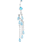 Aqua Gem Prepare To Stare Sleek Curves Dangle Belly Ring