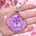 Cherry Blossom Puppy ~ Glitter Acrylic Keychain Charm