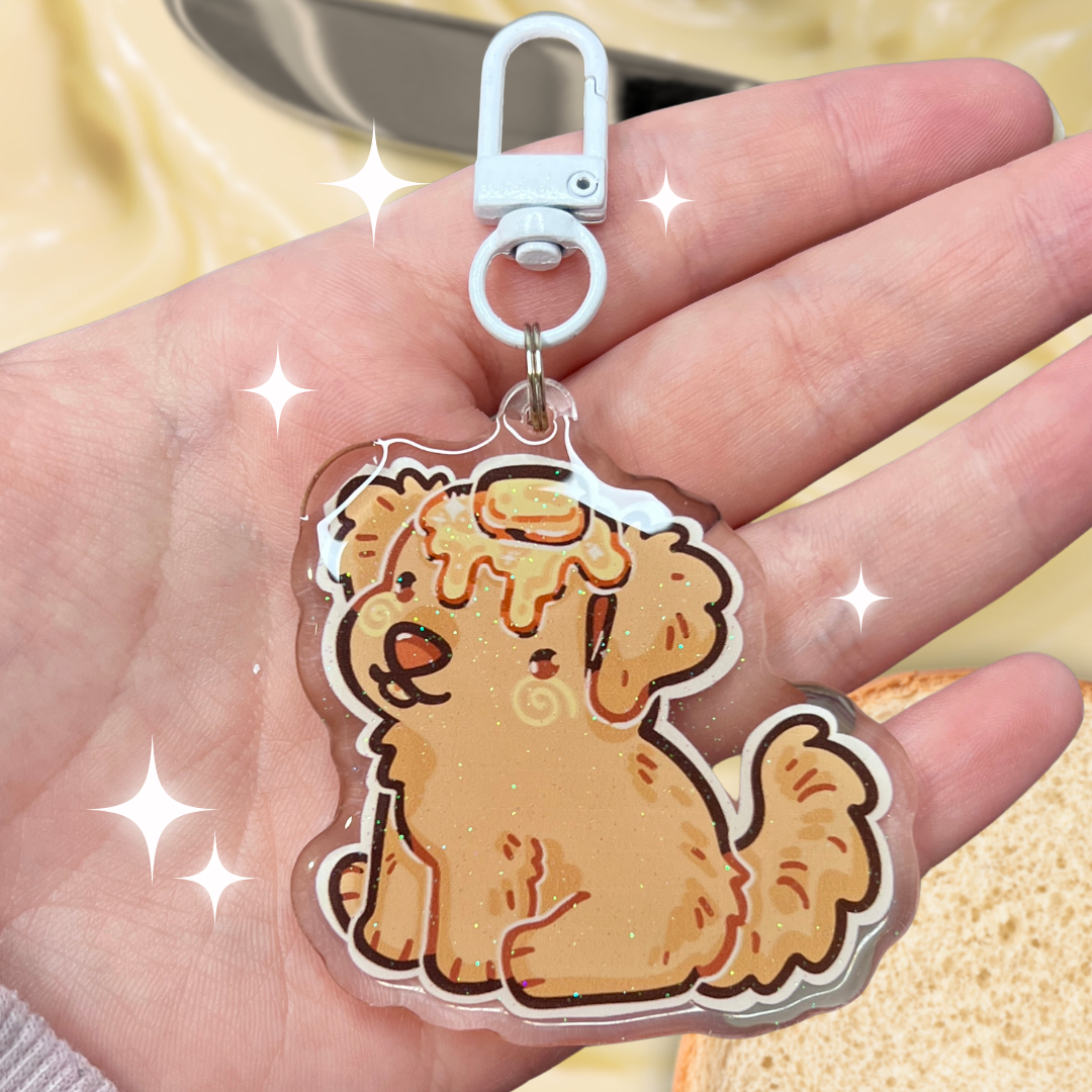 Butter Dog ~ Glitter Acrylic Keychain Charm
