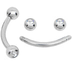 16G 5/16 CZ Gem Internally Threaded Curved Eyebrow Ring Pack Set of 8