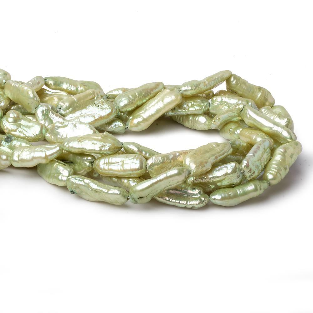 Mint Green Freshwater Pearl Straight Drill Biwa