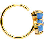 20G Clear CZ Light Blue Faux Opal Gold Tone Flower Circular Ring