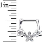 16G 5/16 Clear Gem Field of Flowers Septum Clicker
