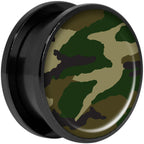 Woodland Camo Print Black Anodized Screw Fit Plug Set 20mm