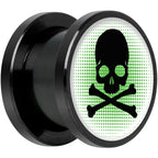 Green Black Skull Black Anodized Screw Fit Plug Set 1/2