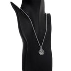 Custom Black Mandala Personalized Name Silver Plated Chain Necklace