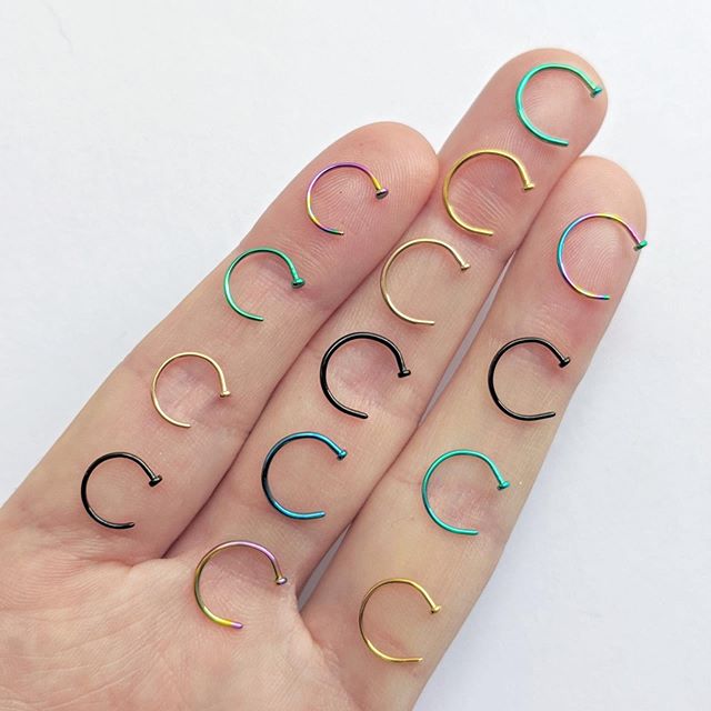 18G 3/8 Purple Anodized Titanium Nose Hoop