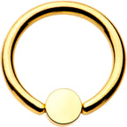 14G 3/8 White 4mm Faux Opal Gold IP Disc BCR Captive Ring