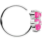 20G 5/16 Clear CZ Pink Faux Opal Flower Circular Ring