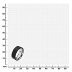 Mens Solid Carbon Fiber Ridged Stainless Steel Ring