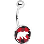Red Black Plaid Polar Bear Belly Ring