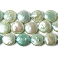 Ombre' Spearmint Green Freshwater Pearls Coin 15 inches 32 pieces 12mm