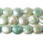 Ombre' Spearmint Green Freshwater Pearls Coin 15 inches 32 pieces 12mm