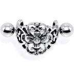 16G 1/2 Clear Gem Filigree Floral Cuff Cartilage Earring