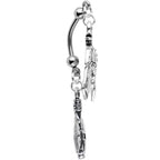 Handcrafted Viking Axe and Helmet Double Mount Dangle Belly Ring
