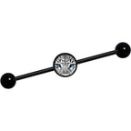 14G Black White Leopard Eyes Black Industrial Barbell 37mm