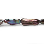 Peacock Straight Drill Biwa Pearls 16 inch 21 pieces 20x7mm