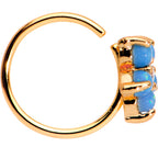 20G Clear CZ Aqua Faux Opal Rose Gold Tone Flower Circular Ring