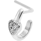 20G Clear Gem Steel Heart Faux Hoop L Shaped Nose Ring