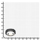 Mens Center Solid Carbon Fiber Ridged Stainless Steel Ring