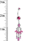 Pink Gem Party Ready Fan Chandelier Dangle Belly Ring