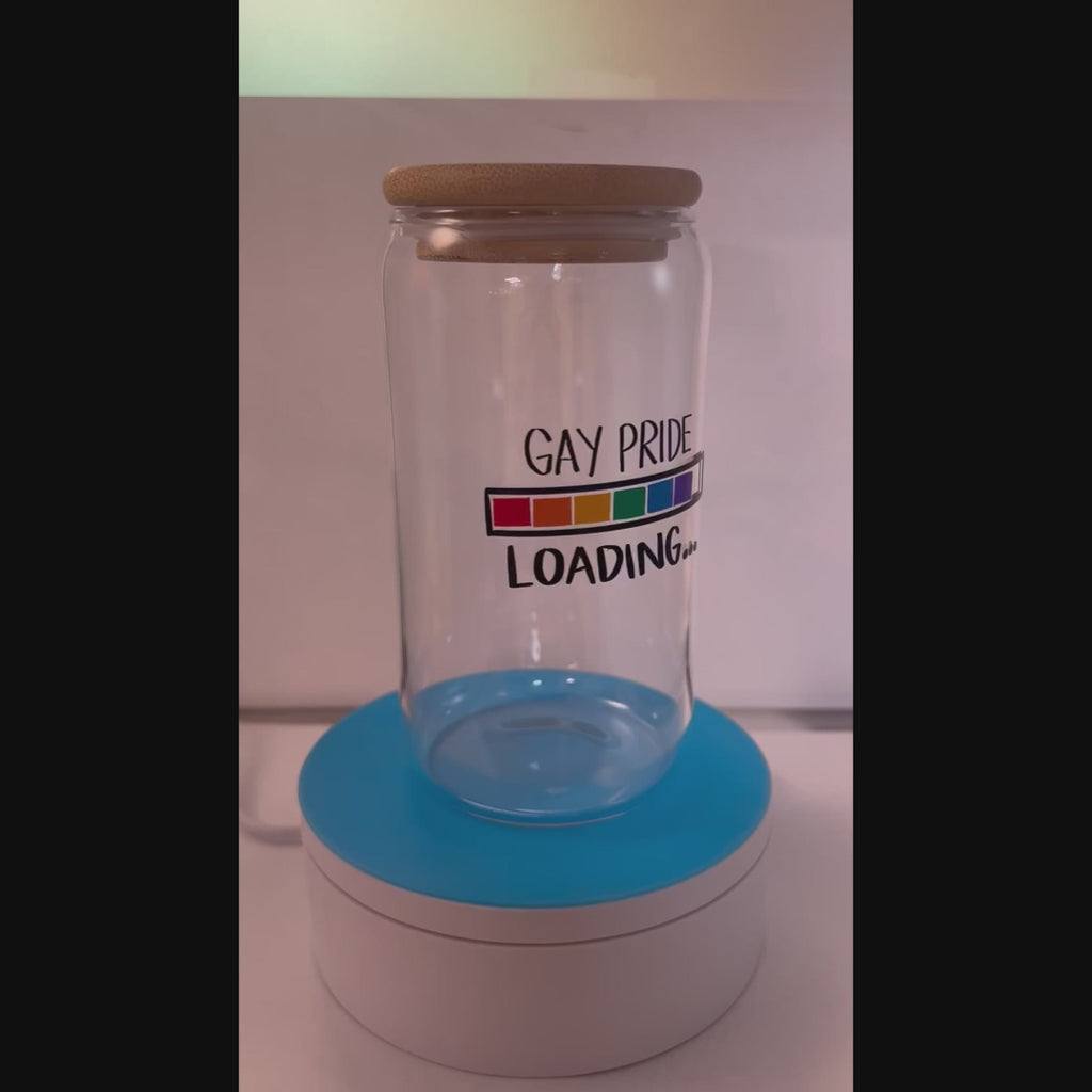 gay pride loading bar can shaped glass